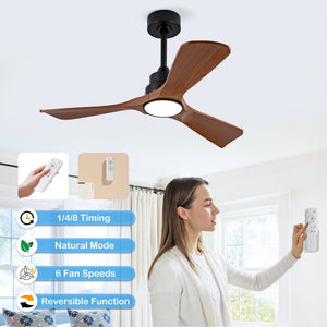English Elm Hot 42 Inch Matte Black Ceiling Fan Dimmable LED DC Motor Remote Six Speed W2991P406906