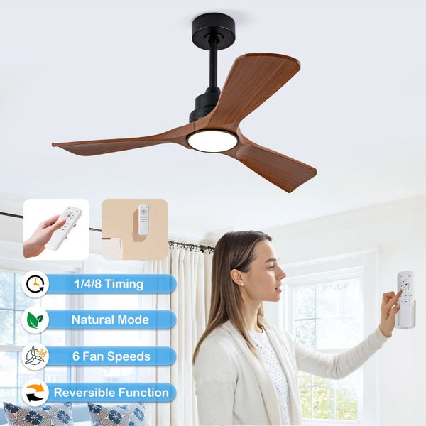 English Elm Hot 42 Inch Matte Black Ceiling Fan Dimmable LED DC Motor Remote Six Speed W2991P406906