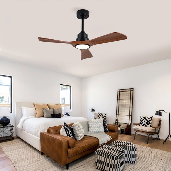 English Elm Hot 42 Inch Matte Black Ceiling Fan Dimmable LED DC Motor Remote Six Speed W2991P406906