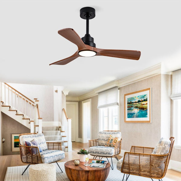 English Elm Hot 42 Inch Matte Black Ceiling Fan Dimmable LED DC Motor Remote Six Speed W2991P406906