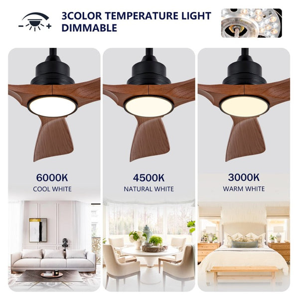 English Elm Hot 42 Inch Matte Black Ceiling Fan Dimmable LED DC Motor Remote Six Speed W2991P406906