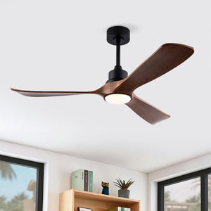 English Elm Hot 52 Inch Modern Ceiling Fan with Walnut Blades Dimmable LED and Reversible DC Motor W2991P406908