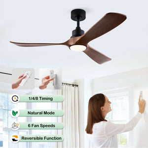 English Elm Hot 52 Inch Modern Ceiling Fan with Walnut Blades Dimmable LED and Reversible DC Motor W2991P406908