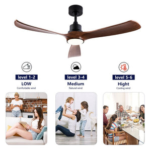 English Elm Hot 52 Inch Modern Ceiling Fan with Walnut Blades Dimmable LED and Reversible DC Motor W2991P406908