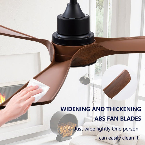 English Elm Hot 52 Inch Modern Ceiling Fan with Walnut Blades Dimmable LED and Reversible DC Motor W2991P406908