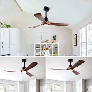 English Elm Hot 52 Inch Modern Ceiling Fan with Walnut Blades Dimmable LED and Reversible DC Motor W2991P406908