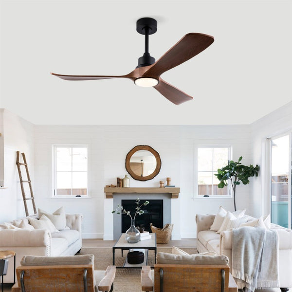English Elm Hot 52 Inch Modern Ceiling Fan with Walnut Blades Dimmable LED and Reversible DC Motor W2991P406908