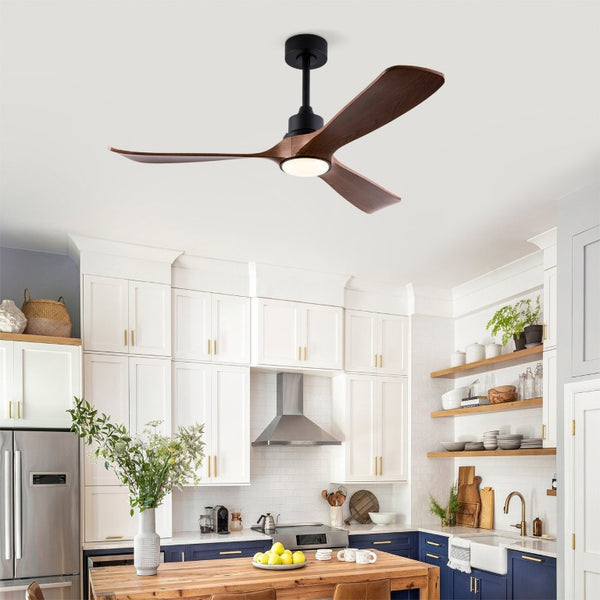 English Elm Hot 52 Inch Modern Ceiling Fan with Walnut Blades Dimmable LED and Reversible DC Motor W2991P406908