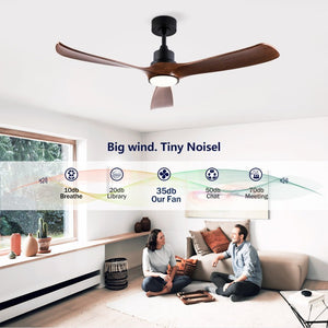 English Elm Hot 52 Inch Modern Ceiling Fan with Walnut Blades Dimmable LED and Reversible DC Motor W2991P406908