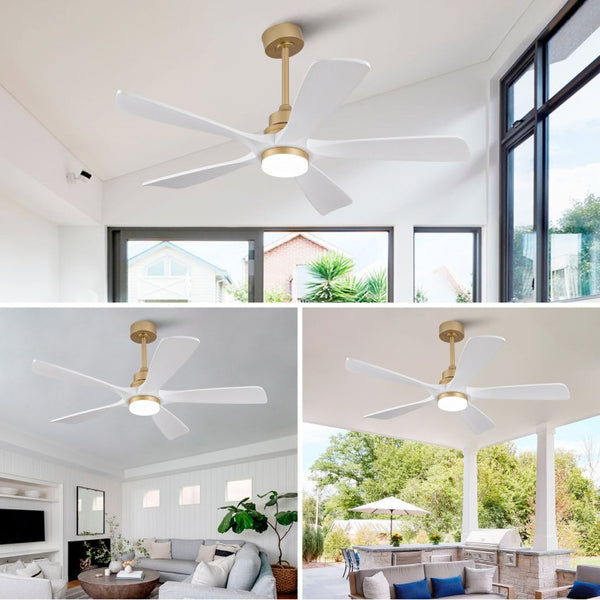 English Elm Hot 52 Inch Sycamore Blade Ceiling Fan with Dimmable LED and Quiet DC Motor W2991P406909