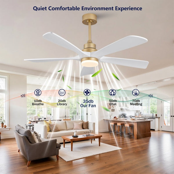 English Elm Hot 52 Inch Sycamore Blade Ceiling Fan with Dimmable LED and Quiet DC Motor W2991P406909
