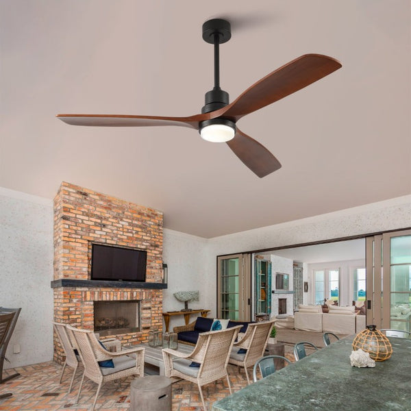 English Elm Hot 60 Inch Sycamore Wood Blade Ceiling Fan with Dimmable LED and DC Motor Black W2991P406912