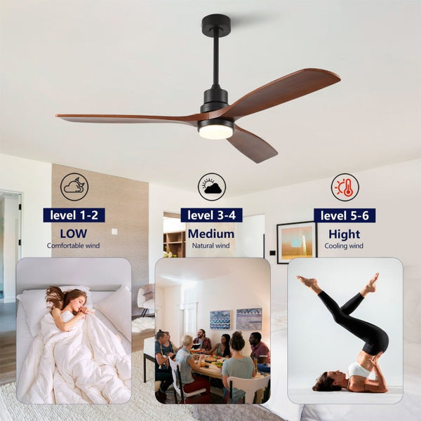 English Elm Hot 60 Inch Sycamore Wood Blade Ceiling Fan with Dimmable LED and DC Motor Black W2991P406912