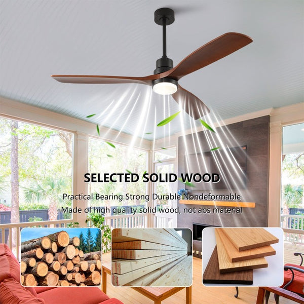 English Elm Hot 60 Inch Sycamore Wood Blade Ceiling Fan with Dimmable LED and DC Motor Black W2991P406912