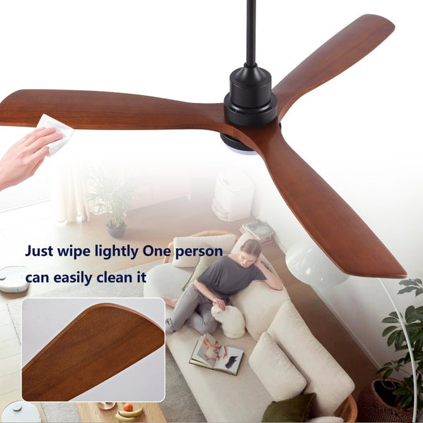 English Elm Hot 60 Inch Sycamore Wood Blade Ceiling Fan with Dimmable LED and DC Motor Black W2991P406912