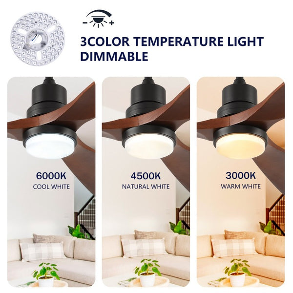 English Elm Hot 60 Inch Sycamore Wood Blade Ceiling Fan with Dimmable LED and DC Motor Black W2991P406912