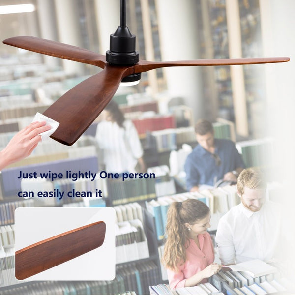 English Elm Hot 72 Inch Sycamore Wood Blade Ceiling Fan with Dimmable LED Light and Remote Black W2991P406913