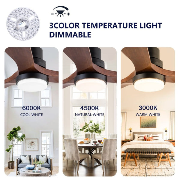 English Elm Hot 72 Inch Sycamore Wood Blade Ceiling Fan with Dimmable LED Light and Remote Black W2991P406913