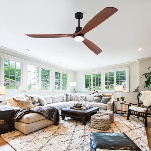 English Elm Hot 72 Inch Sycamore Wood Blade Ceiling Fan with Dimmable LED Light and Remote Black W2991P406913