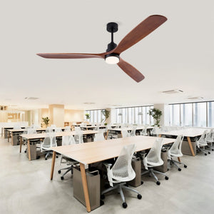 English Elm Hot 72 Inch Sycamore Wood Blade Ceiling Fan with Dimmable LED Light and Remote Black W2991P406913