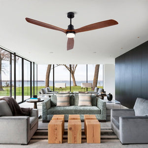 English Elm Hot 72 Inch Sycamore Wood Blade Ceiling Fan with Dimmable LED Light and Remote Black W2991P406913