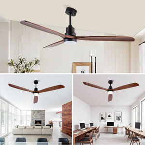 English Elm Hot 72 Inch Sycamore Wood Blade Ceiling Fan with Dimmable LED Light and Remote Black W2991P406913