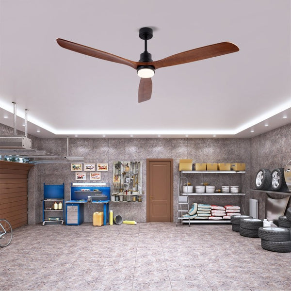 English Elm Hot 72 Inch Sycamore Wood Blade Ceiling Fan with Dimmable LED Light and Remote Black W2991P406913