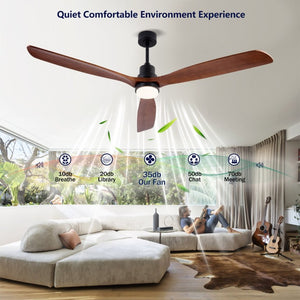 English Elm Hot 72 Inch Sycamore Wood Blade Ceiling Fan with Dimmable LED Light and Remote Black W2991P406913