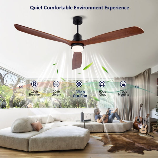 English Elm Hot 72 Inch Sycamore Wood Blade Ceiling Fan with Dimmable LED Light and Remote Black W2991P406913