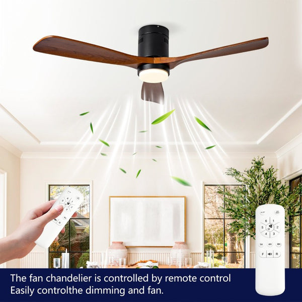 English Elm Hot Sycamore Wood Blade Flush Mount Ceiling Fan with LED Light DC Motor Indoor W2991P406918