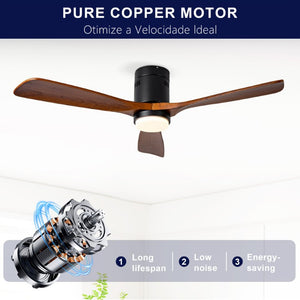 English Elm Hot Sycamore Wood Blade Flush Mount Ceiling Fan with LED Light DC Motor Indoor W2991P406918