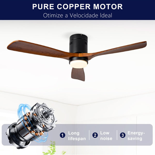 English Elm Hot Sycamore Wood Blade Flush Mount Ceiling Fan with LED Light DC Motor Indoor W2991P406918