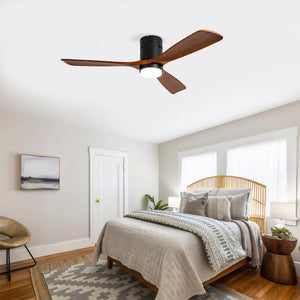 English Elm Hot Sycamore Wood Blade Flush Mount Ceiling Fan with LED Light DC Motor Indoor W2991P406918