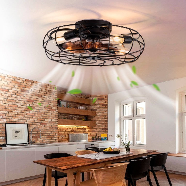 English Elm New Flush Mount Ceiling Fan with DC Copper Motor Six Speeds Remote Bedroom Use W2991P406923