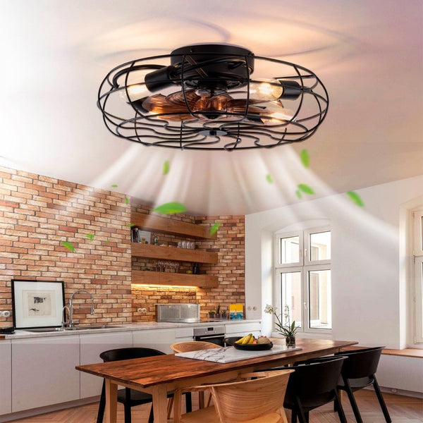 English Elm New Flush Mount Ceiling Fan with DC Copper Motor Six Speeds Remote Bedroom Use W2991P406923