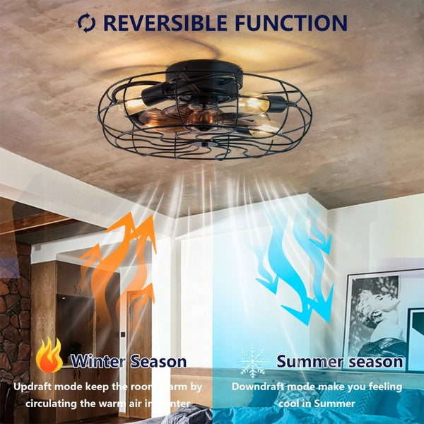 English Elm New Flush Mount Ceiling Fan with DC Copper Motor Six Speeds Remote Bedroom Use W2991P406923