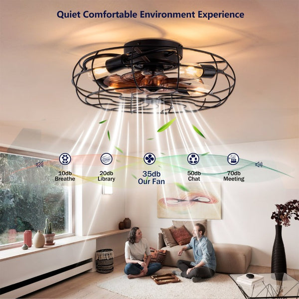 English Elm New Flush Mount Ceiling Fan with DC Copper Motor Six Speeds Remote Bedroom Use W2991P406923