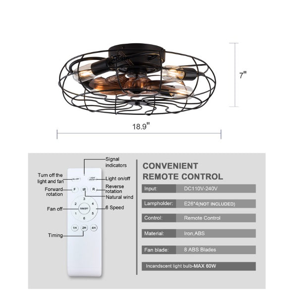 English Elm New Flush Mount Ceiling Fan with DC Copper Motor Six Speeds Remote Bedroom Use W2991P406923