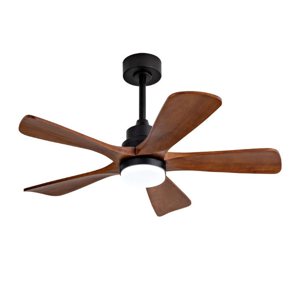 English Elm Black Sycamore Wood Ceiling Fan with LED Light Remote 42 Inch Farmhouse Patio DC Motor W2991P406924