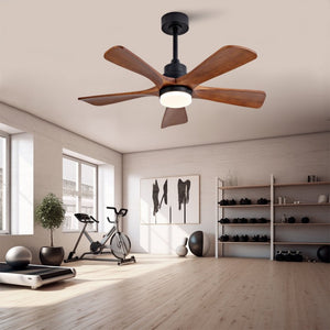 English Elm Black Sycamore Wood Ceiling Fan with LED Light Remote 42 Inch Farmhouse Patio DC Motor W2991P406924