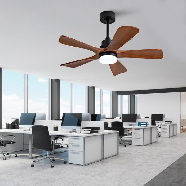 English Elm Black Sycamore Wood Ceiling Fan with LED Light Remote 42 Inch Farmhouse Patio DC Motor W2991P406924