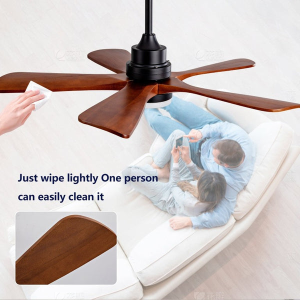 English Elm Black Sycamore Wood Ceiling Fan with LED Light Remote 42 Inch Farmhouse Patio DC Motor W2991P406924