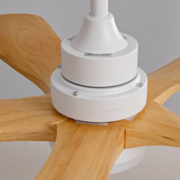 English Elm Hot 42 Inch Sycamore Wood Blade Ceiling Fan with LED Light and Remote Control Oak Natural Wood + Antique White 5 Blades - B W2991P406929