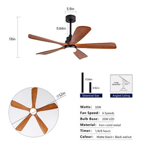 English Elm Hot 52 Inch Sycamore Wood Blade Ceiling Fan with LED Light Remote Farmhouse Patio W2991P406931