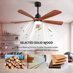 English Elm Hot 52 Inch Sycamore Wood Blade Ceiling Fan with LED Light Remote Farmhouse Patio W2991P406931