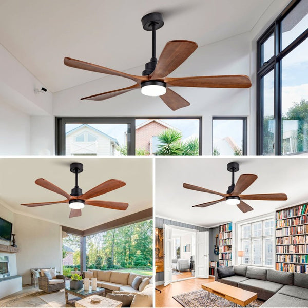 English Elm Hot 52 Inch Sycamore Wood Blade Ceiling Fan with LED Light Remote Farmhouse Patio W2991P406931