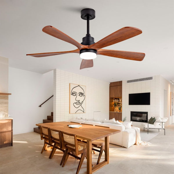 English Elm Hot 52 Inch Sycamore Wood Blade Ceiling Fan with LED Light Remote Farmhouse Patio W2991P406931