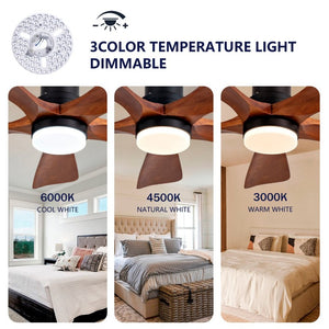 English Elm Hot 52 Inch Sycamore Wood Blade Ceiling Fan with LED Light Remote Farmhouse Patio W2991P406931