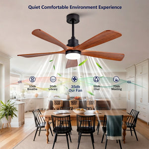English Elm Hot 52 Inch Sycamore Wood Blade Ceiling Fan with LED Light Remote Farmhouse Patio W2991P406931