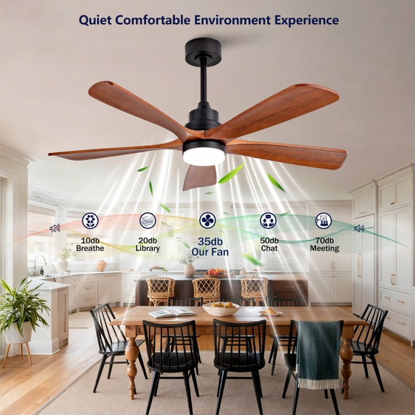 English Elm Hot 52 Inch Sycamore Wood Blade Ceiling Fan with LED Light Remote Farmhouse Patio W2991P406931